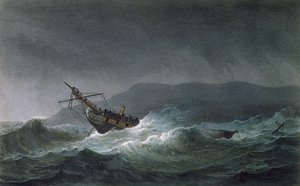 Verlies van de Blanche, bij Abrevack, 4 maart 1807, gegraveerd door T. Sutherland voor 